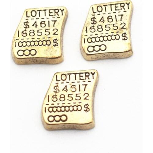 Hot selling 10pcs/lot Golden lottery Floating Charms Fit Living Glass Floating Lockets Bracelet DIY Charms Jewelry Accessory