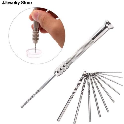 HOT Metal Hand Drill Equipments Uv Resin Mold Tools And Handmade Jewelry Tool With 0.8mm-3.0mm Drill Screw (10pcs Twist Drill)