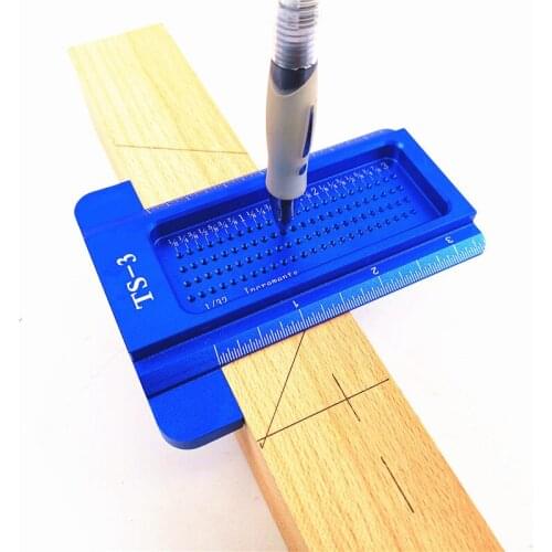 Aluminum Alloy Ruler TS-3 Woodworking Scribe Inch Hole Scribing Ruler T-type Woodworking Scribe Gauge Measuring Tool
