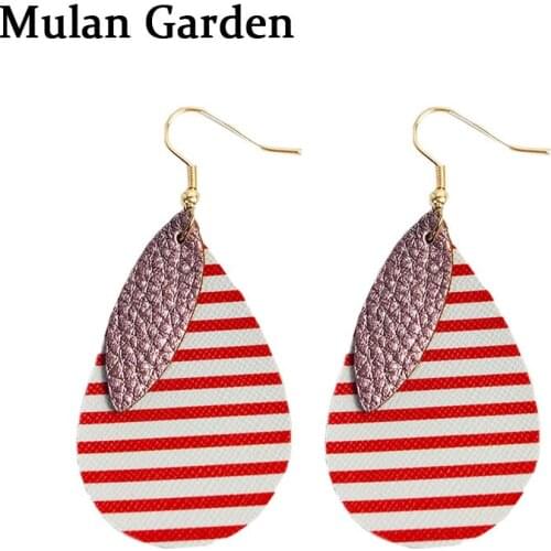 M&G Zebra-print PU Leather Earrings for Women Leather Leaf Water Drop Earrings Fashion Jewelry Female Gifts Hot Sale Wholesale