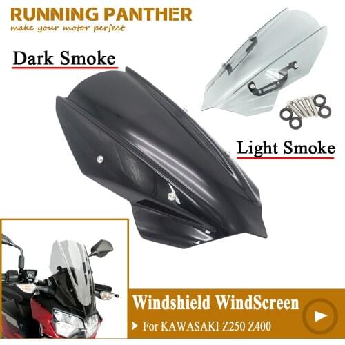 Motorcycle Sports Windshield WindScreen Deflector Visor Viser For KAWASAKI Z250 Z400 Z-250 Z-400 2019 Z 250 Z 400 Double Bubble