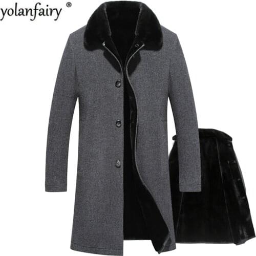 Real Fur Coat 100% Wool Jacket Real Mink Fur Coat for Mens Clothes 2020 Warm Winter Jacket Men Real Fur Parka Casaco 78459 YY910