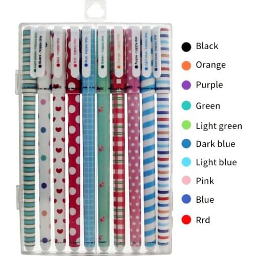 10PCS/Box 0.5mm Color Gel Pen Paint Drawing Colored Gel Pens Red Blue Black Colorful Ink Neutral Gel Pen Stationery Gifts Supply