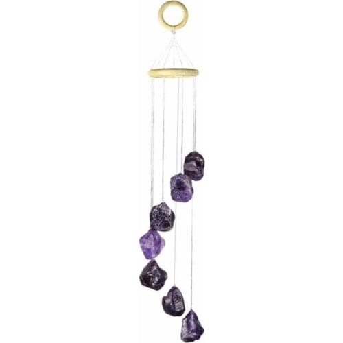 Raw Rough Crystal Stone Wind Chimes for Home Garden Decoration 45cm-55cm