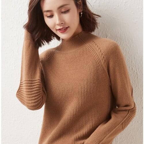 LHZSYY 21 Autumn and Winter thick Woolen Sweater new half high Neck Long-sleeved Pullover loose warm knitted Cashmere Sweater