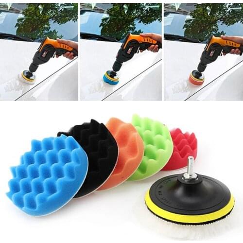 50% Hot Sales 7Pcs/Set Polishing Pad Wave Waxing Sponge 3/4/5/6 inch Buffing Buffer Wheel for Automobile