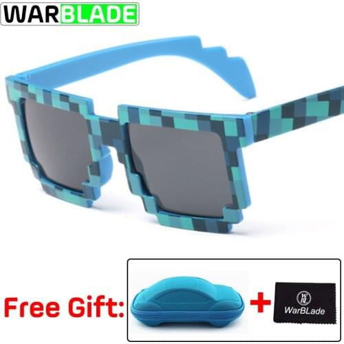 Hot Kids Sunglasses Creeper Glasses Mosaic Sports Goggles Glasses Boys Girls Pixel Square Eyewares with box fietsbril