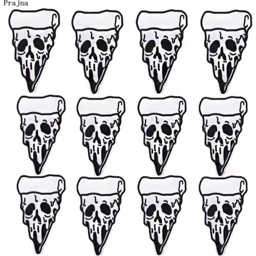 Prajna 10PCS Skull Punk Embroidery Patches For Clothing Applique DIY Iron On Patches On Clothes Jacket Stripes Wholesale Price