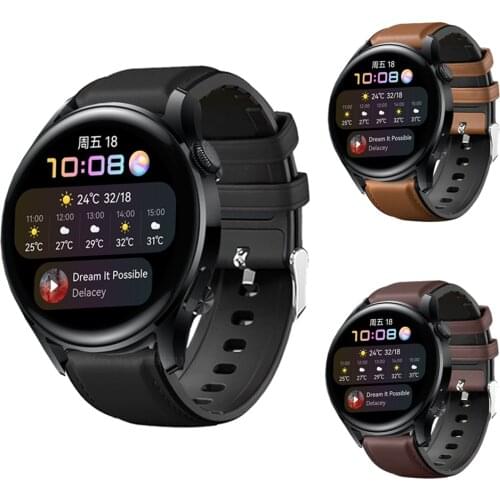 Watch Band 22mm Silicone Leather Strap For Huawei Watch 3 / Pro Smart Watch Strap For Amazfit Stratos 2S 3 Wristband Bracelet