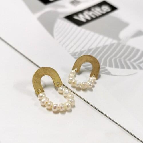 DAVINI Minimalist Romantic Circle Pearl Drop Earrings Golden U Shape Retro Dangle Earrings For Women Female Jewelry Gifts MG180
