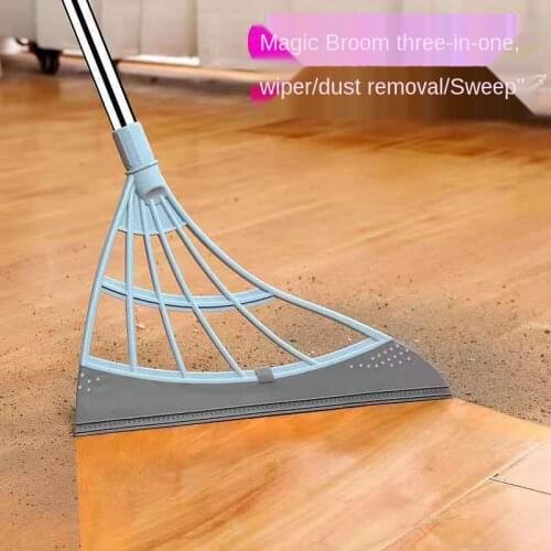 Mop dual-use foldable broom dustpan broom and stainless silicone floor glass mops wiper mopping hair removal brushes clean tool