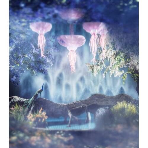 TR Photography Backdrop Fairytale Style Under the Sea Wood Wedding Photo Background Peacock Digital Printed Photo Studio Props