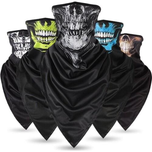 Triangle Ice Silk Cooling Skull Ghost Head Mask Tactical Airsoft Magic Scarf Outdoor Cycling Hiking Anti UV Bandana Neck Warmer