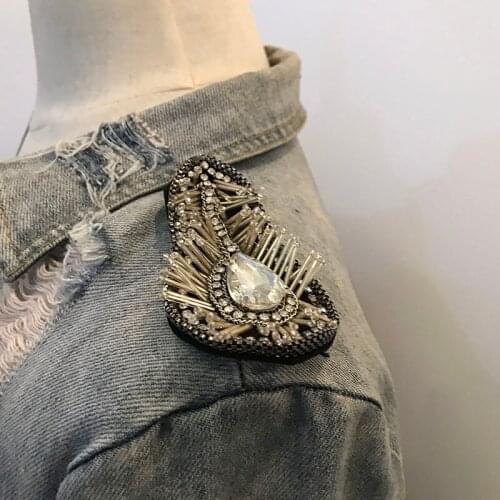 Handmade vintage jewelry Artificial crystal epaulet/epaulette/kpop fashion suit accessories brooches/brosche/broszka/wholesale