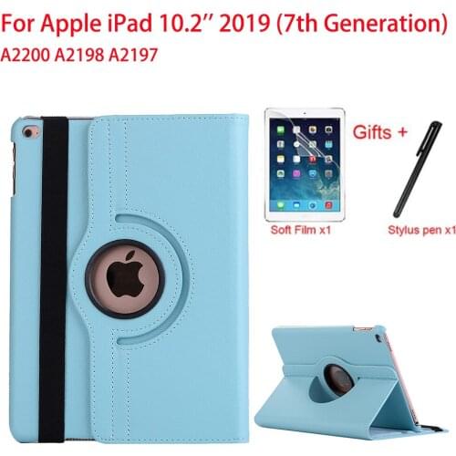 360 Rotating Smart PU Leather Case For Apple iPad 10.2 Cover 2019 7th Generation Auto Sleep/Wake Funda Coque A2200 A2198 A2197