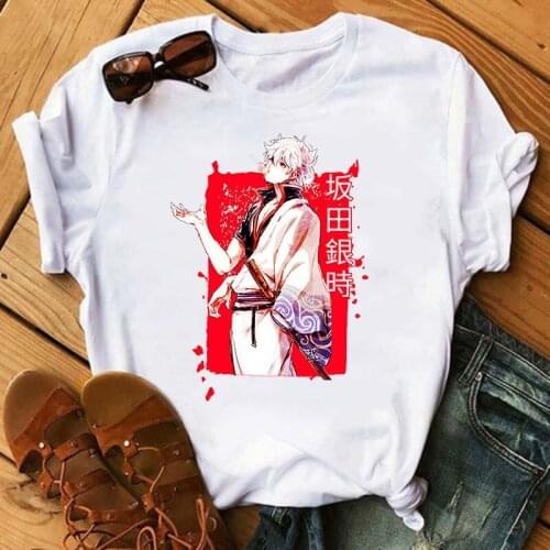 Japanese anime Sakata Gintoki Shirt Gintama Funny Anime T-shirt Casual Tshirt Unisex Manga Streetwear Harajuku