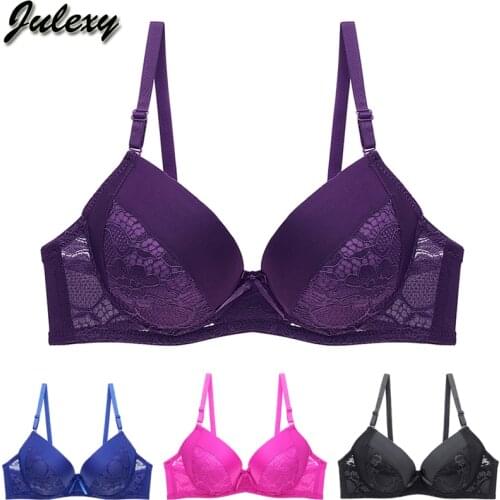 Julexy Solid B C D lace sexy women bra push up solid Big size underwear for lady bralette plus size 75 80 85 90 95