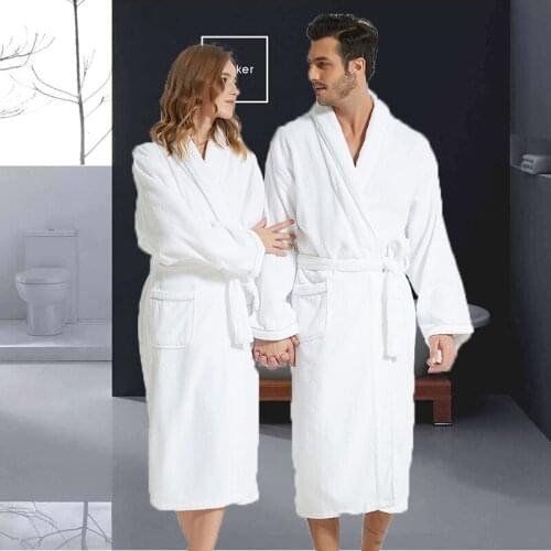Mens Bathrobe Winter Warm Robes Thick Lengthened Plush Shawl Bathrobe Kimono Robe Home Clothes Long Sleeved Robe peignoir homme