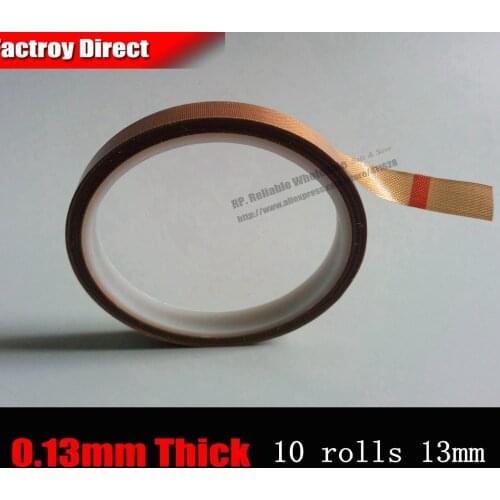 10 rolls 0.13mm thick, (13mm*10M) Adhesive PTFE Tape for Hot Seal Impulse Sealing High Temperature Resistant up to 300 Degree