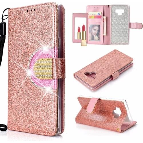 100pcs/lot Free shipping Powder splicing Mirror leather best cover case for samsung galaxy Note 9 protective cover case