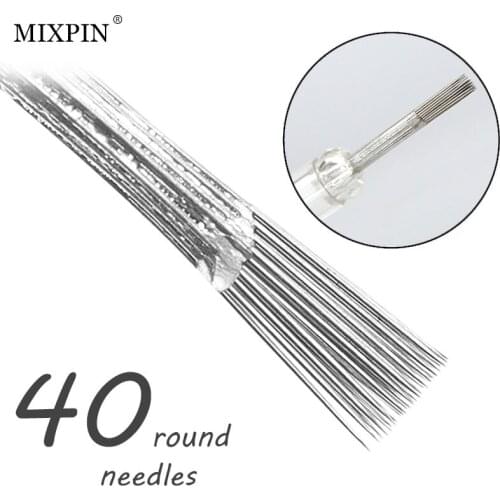 50 Pcs 40 Round needles for manual pen Semi permanent makeup manual fog pen needle R40 microblading eyebrow needles like broom
