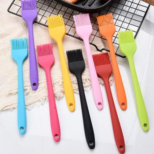 9 Colors Small Silicone Barbecue Brush Integrated Cooking Brush Round Handle Spreading Oil And Sauce BBQ Baking Accessories Tool