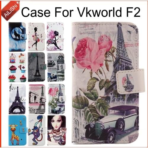 AiLiShi Factory Direct! Cartoon Painted Leather Case Flip For Vkworld F2 Case Exclusive 100% Special Phone Cover Skin+Tracking