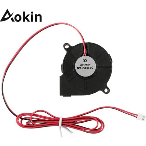 Aokin 5015 Fan 12V 24V for Anet A8 A6 DC Cooling Fan Ultra-quiet Oil Bearing about 7500 RPM Turbo Fan For 3D Printer 5015 Blower