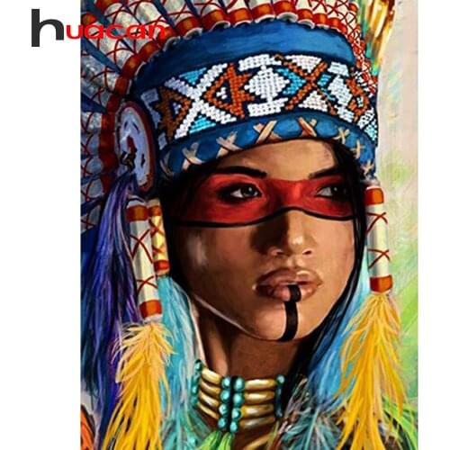 Huacan Diamond Mosaic Embroidery African Woman 5d Diamond Painting Full Square Rhinestones Portrait Home Decor