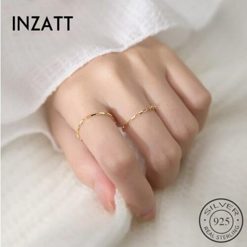 INZATT Real 925 Sterling Silver Chain Ring For Fashion Women Party Fine Jewelry Minimalist Hiphop Accessories Gift
