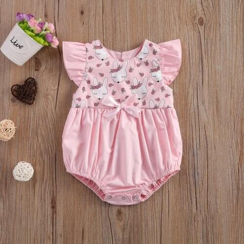 Pudcoco Newborn Baby Girl Romper Cute Cartoon Print Round Neck Romper Suit for Birthday Party Photography 0-24M