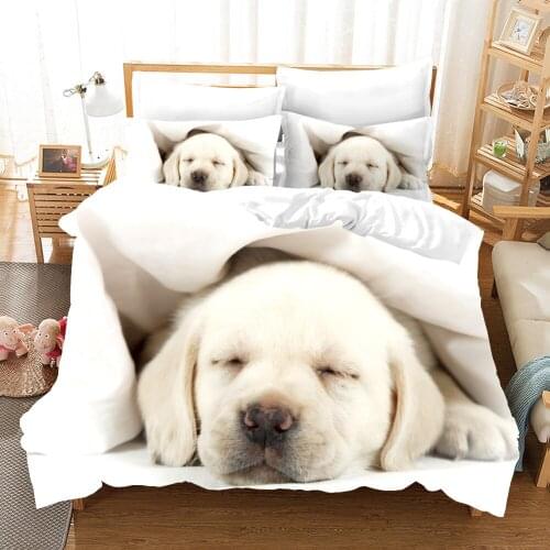 Little White Dog Bedding Set Kawaii Fashion 3D Print Comforter Luxury Queen King Single Size Duvet Cover Set Home Textile Decor