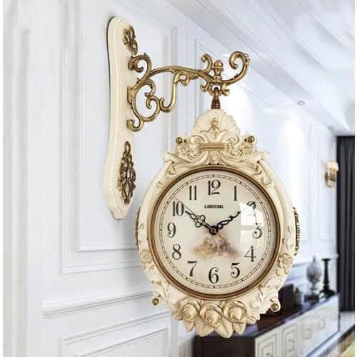 Round Quartz Silent Living Room Double-sided Wall Clock Nordic Design Light Luxury Decoration Fashion Luxury Horloge Murale