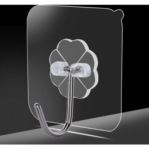 20Pcs 6x6cm Seamless Sticky Hooks Transparent Self Adhesive Hooks Strong Door Wall Hangers Hooks Cup Sucker for Kitchen