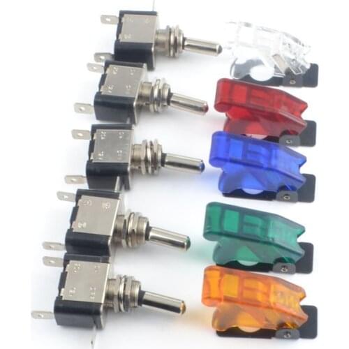 Rocker switch Auto Car Boat Truck Illuminated Led Toggle Switch With Safety Aircraft Flip Up Cover Guard 12V20A ASW-07D