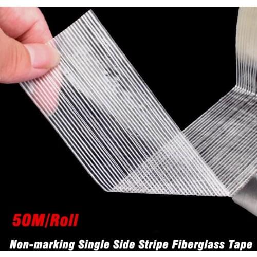 50M Strong Glass Fiber Tape High Temperature Resistant Non-marking Single Side Stripe Tapes 5/10/15/20/25/30/35/40/45/50/60MM