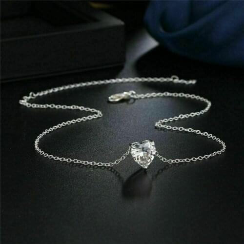 Fashion Necklace Pendant Short Pendant Womens Gold Chain Choker Crystal Heart Necklace
