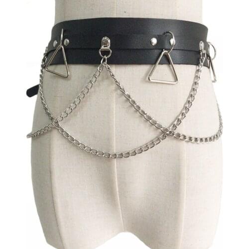 Hot Brand Luxury Leather Adjustable Chain Belt Sexy Men Women Body Bondage Unisex punk Garter Silver Tassel Belts Accessories