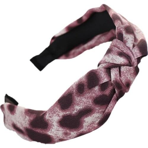 Trendy Special Pink Leopard Fabric Twist Knotted Hair Hoop Plaid Headband Hair Band Fashion Women Girl Hairband Hair Accessories