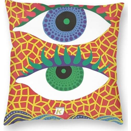 Eye Yayoi Kusama Cushion Cover 40x40 Decoration 3D Printing Abstract Vision Painting Throw Pillow for Living Room Two Side