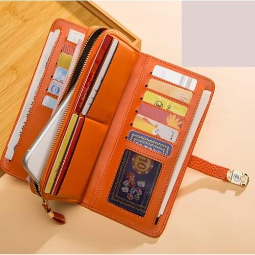 2020 NEW Genuine Leather Designer Wallet Women Wallet Fashion Money Bag Cell Phone Pocket Ladies Luxury Long Purse