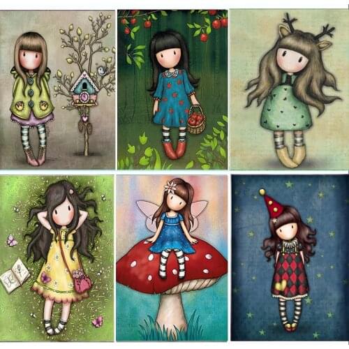 Girl Embroidery 5D DIY Diamond Painting Kits Full Round With AB Drill Mosaic Art Home Decorations Gift