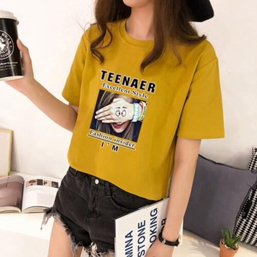Factory direct sales 2021 summer new Korean womens T-shirt womens short sleeve printing all-match top trend graphic tee