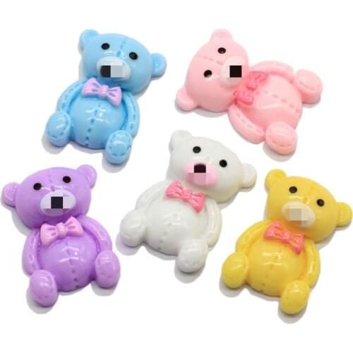 Resin Cartoon Bow Bear Flat Back Decoration Crafts Flat back Cabochon Scrapbook Hair Clips DIY Embellishments Accessories