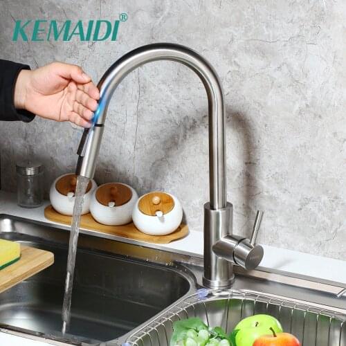 KEMAIDI Touch Control Kitchen Faucets Stainless Steel Smart Sensor Kitchen Mixer Touch Faucet Kitchen Pull Down Sink Tap Faucet