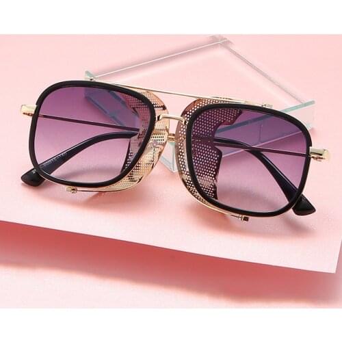 New trend steampunk sunglasses men fashion colorful square sunglasses women brand design driving street shooting glasses