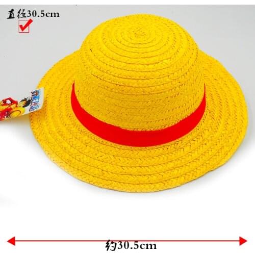 Monkey MD Luffy Cosplay Straw Hat Kid Adult Halloween Christmas New Year Party Cosplay Costumes Yellow 30.5CM Anime Cosplay Cap