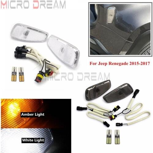 Clear/Smoked Lens LED Lights Side Marker Turn Signal Indicator Lamps Kits For Jeep Renegade 2015 2018 2019 Side Warning Lights