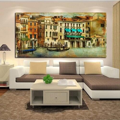 Print Vintage Water Town Venice Landscape Oil Painting Romantic Cities on Canvas Wall Art Pictures for Living Room Cuadros Decor