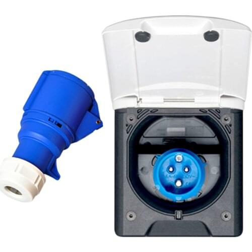 Camper RV External Hook Up Power Plug Socket 220V ‑240V 16A Waterproof